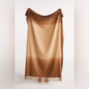 Anthropologie Brown and Tan Ombré Cashmere and Wool Throw